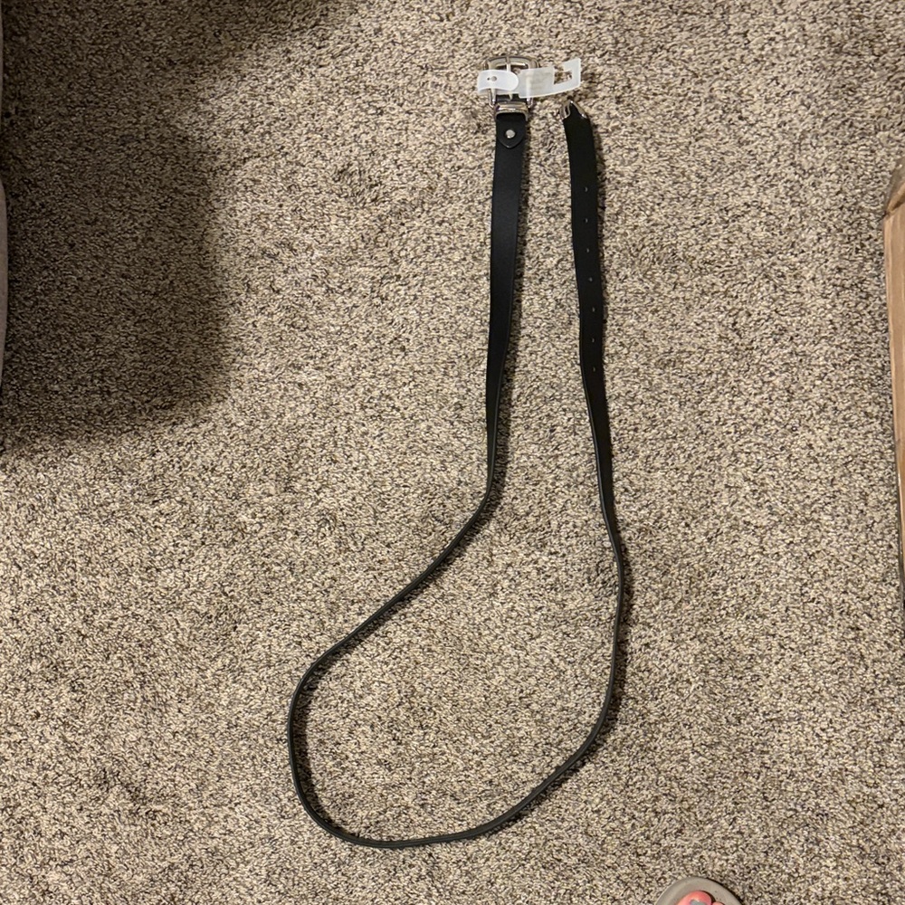 Black Women's Leather Belt with Silver Buckle